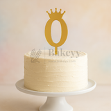 3 Inch | Golden Number 0 Cake Topper with Tiara | 1 Piece