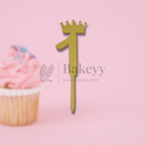 3 Inch | Golden Number 1 Cake Topper with Tiara | 1 Piece