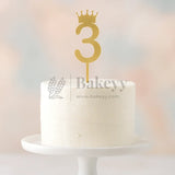 Acrylic Number Cake Topper with Crown Design | 0–9 | 3 Inch & 5 Inch | Pack of 5