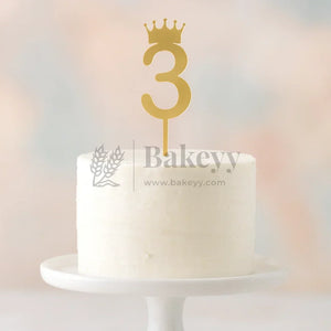 Acrylic Number Cake Topper with Crown Design | 0–9 | 3 Inch & 5 Inch | Pack of 5 - Bakeyy.com - India - Acrylic Number Cake Topper with Crown Design | 0–9 | 3 Inch & 5 Inch | Pack of 5 - 3 Inch / 3 50.00