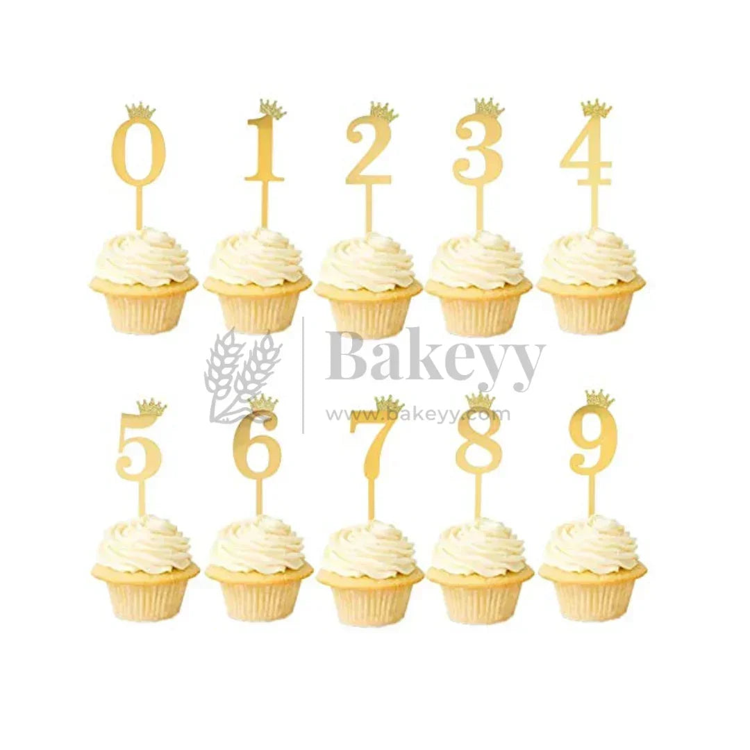 3 Inch | Golden Number 2 Cake Topper with Tiara | 1 Piece