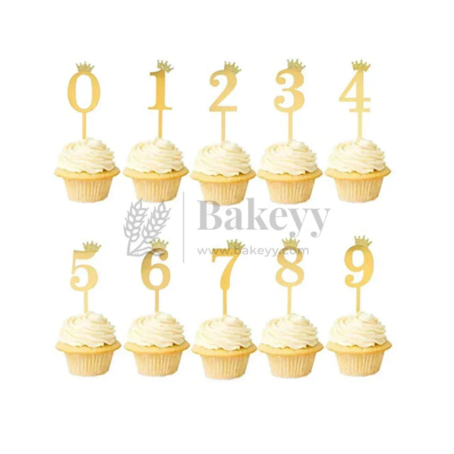 5 Inch | Golden Number 6 Cake Topper with Tiara | 1 Piece - Bakeyy.com - India - 5 Inch | Golden Number 6 Cake Topper with Tiara | 1 Piece - Default Title