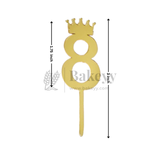 3 Inch | Golden Number 8 Cake Topper with Tiara | 1 Piece