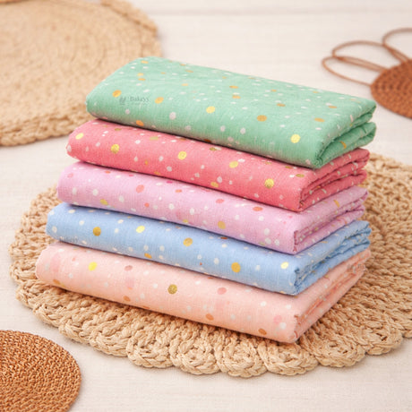 Golden Polka Dot Mesh Fabric | Decorative Net Cloth | Multiple Colors Available | Pack of 1