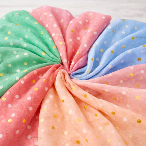 Golden Polka Dot Mesh Fabric | Decorative Net Cloth | Multiple Colors Available | Pack of 1