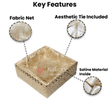 Erratic Golden Square Woven Hamper | Elegant Gifting Basket - Bakeyy.com - India - Erratic Golden Square Woven Hamper | Elegant Gifting Basket - Small-8 Inch