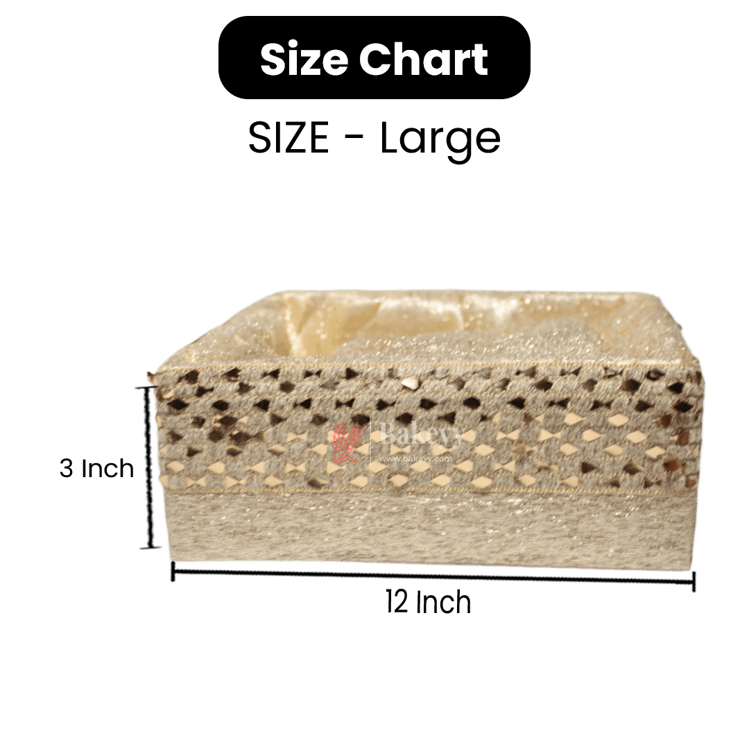 Erratic Golden Square Woven Hamper | Elegant Gifting Basket - Bakeyy.com - India - Erratic Golden Square Woven Hamper | Elegant Gifting Basket - Small-8 Inch
