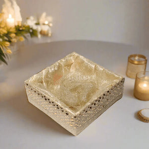 Golden_Square_Woven_Hamper-_Elegant_Gifting_Basket-_main_image-bakeyy.com - Bakeyy.com