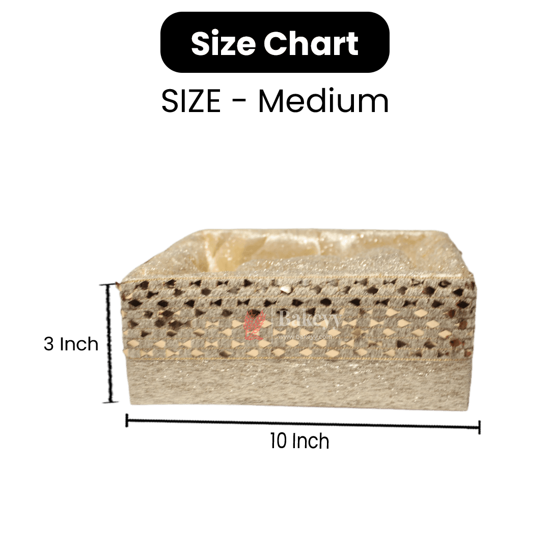 Erratic Golden Square Woven Hamper | Elegant Gifting Basket - Bakeyy.com - India - Erratic Golden Square Woven Hamper | Elegant Gifting Basket - Small-8 Inch