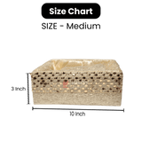 Erratic Golden Square Woven Hamper | Elegant Gifting Basket - Bakeyy.com - India - Erratic Golden Square Woven Hamper | Elegant Gifting Basket - Small-8 Inch