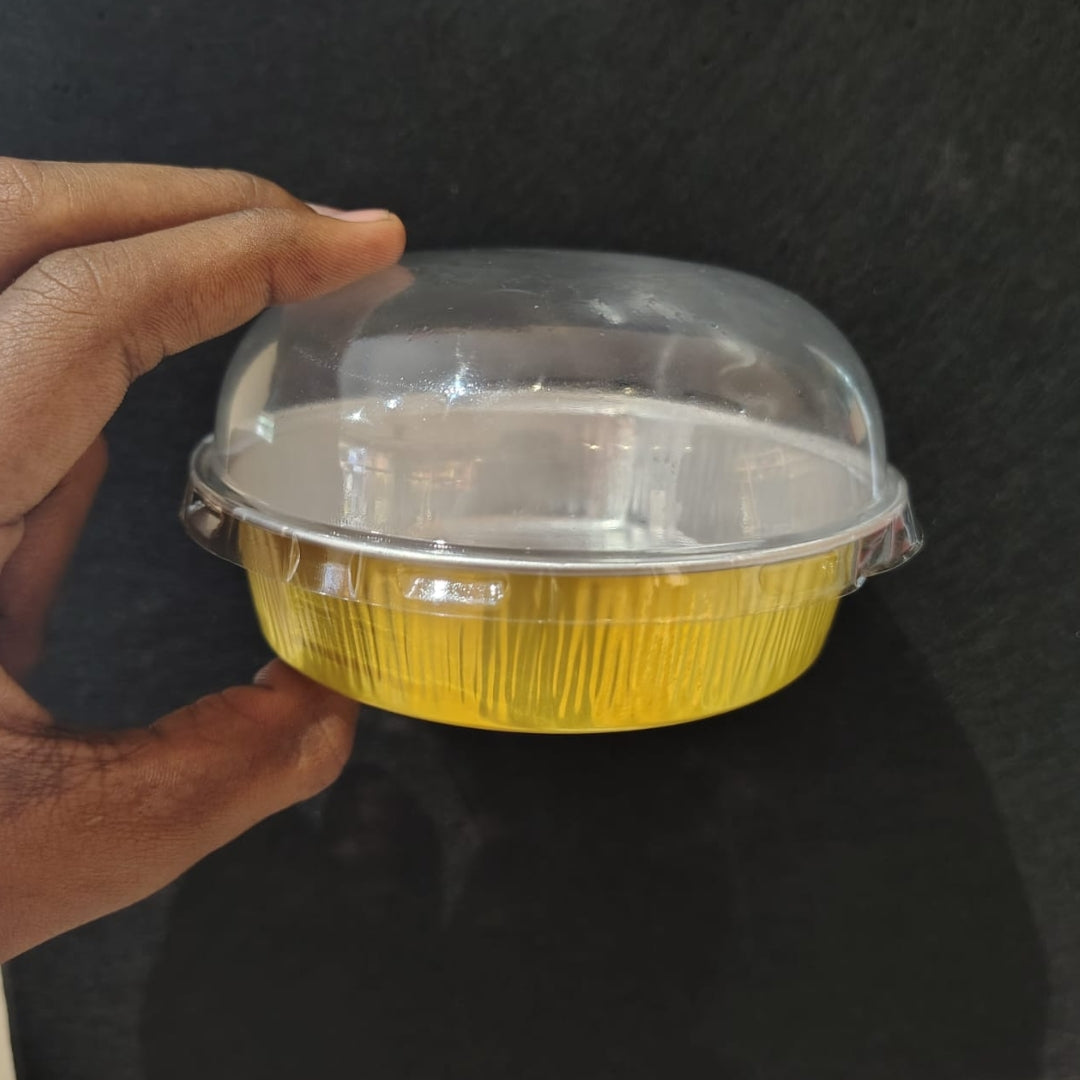 Round Foil Dessert Container with Transparent Dome Lid | Pack of 25