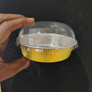 Round Foil Dessert Container with Transparent Dome Lid | Pack of 25