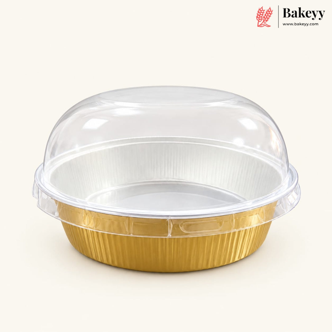 Round Foil Dessert Container with Transparent Dome Lid | Pack of 25