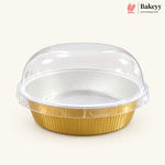 Round Foil Dessert Container with Transparent Dome Lid | Pack of 25