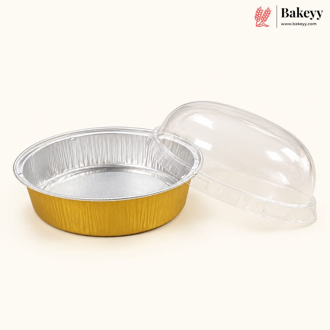 Round Foil Dessert Container with Transparent Dome Lid | Pack of 25