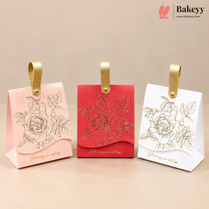 Embossed Premium Bow Gift Box with Leather Handle | 2 Designs | Pack of 10