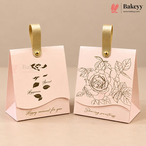 Embossed Premium Bow Gift Box with Leather Handle | 2 Designs | Pack of 10