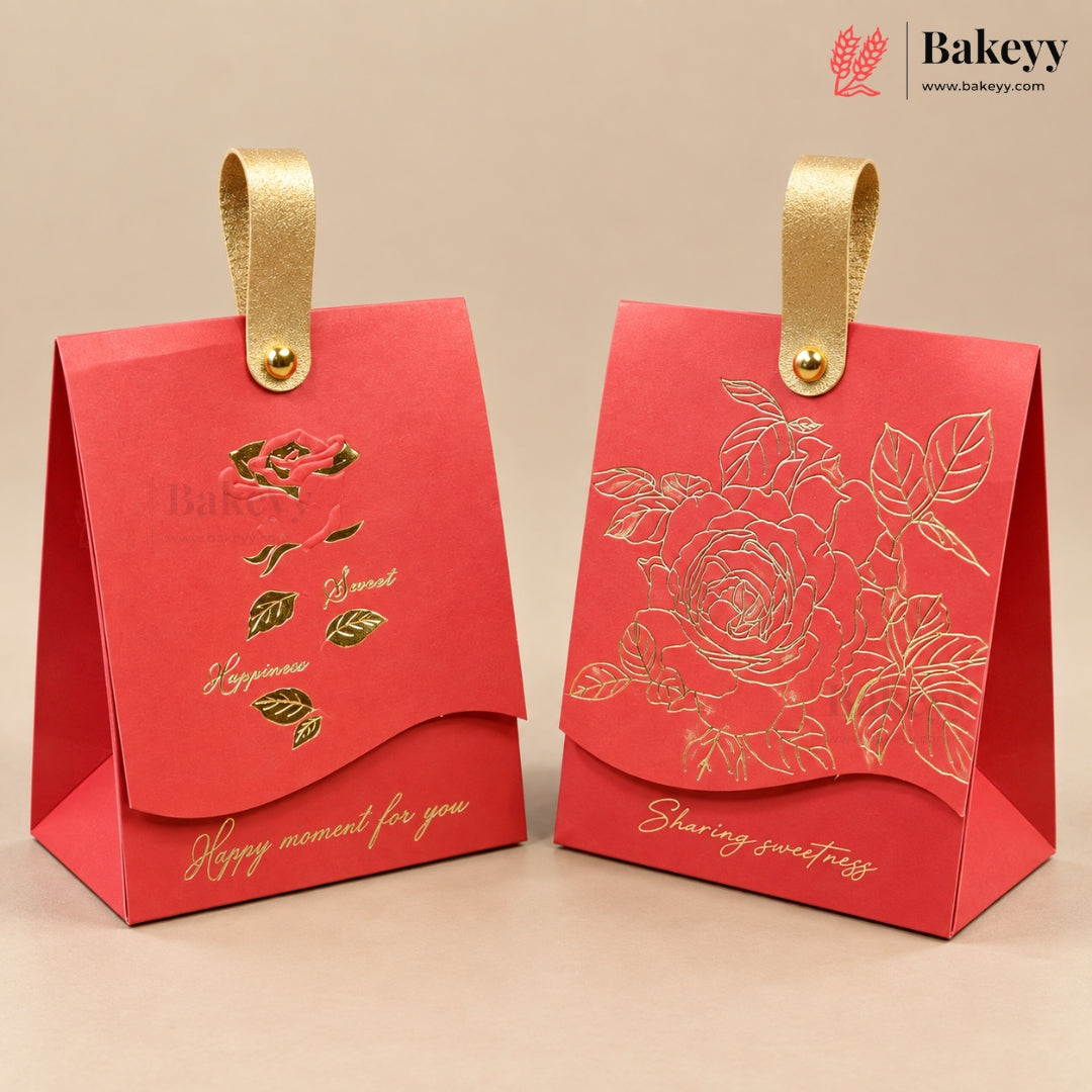 Embossed Premium Bow Gift Box with Leather Handle | 2 Designs | Pack of 10