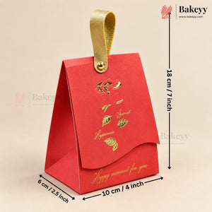 Embossed Premium Bow Gift Box with Leather Handle | 2 Designs | Pack of 10
