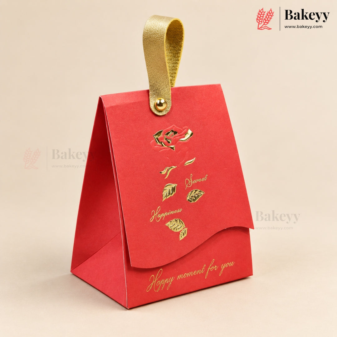 Embossed Premium Bow Gift Box with Leather Handle | 2 Designs | Pack of 10