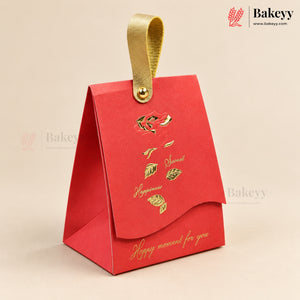 Embossed Premium Bow Gift Box with Leather Handle | 2 Designs | Pack of 10