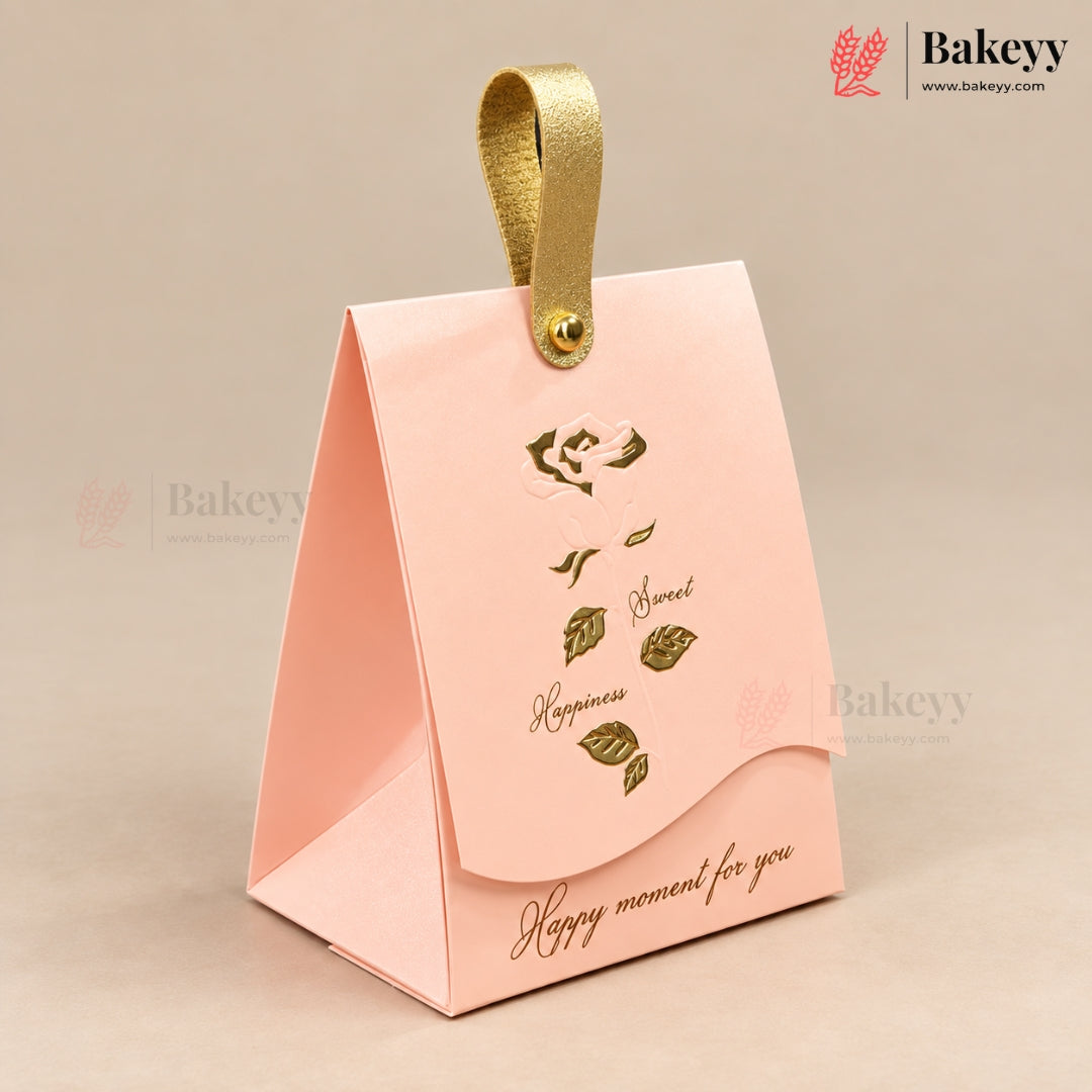 Embossed Premium Bow Gift Box with Leather Handle | 2 Designs | Pack of 10