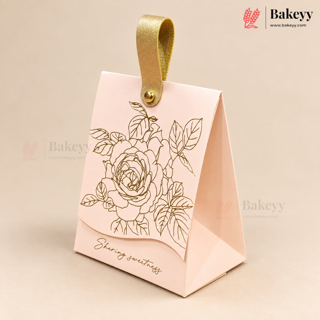 Embossed Premium Bow Gift Box with Leather Handle | 2 Designs | Pack of 10