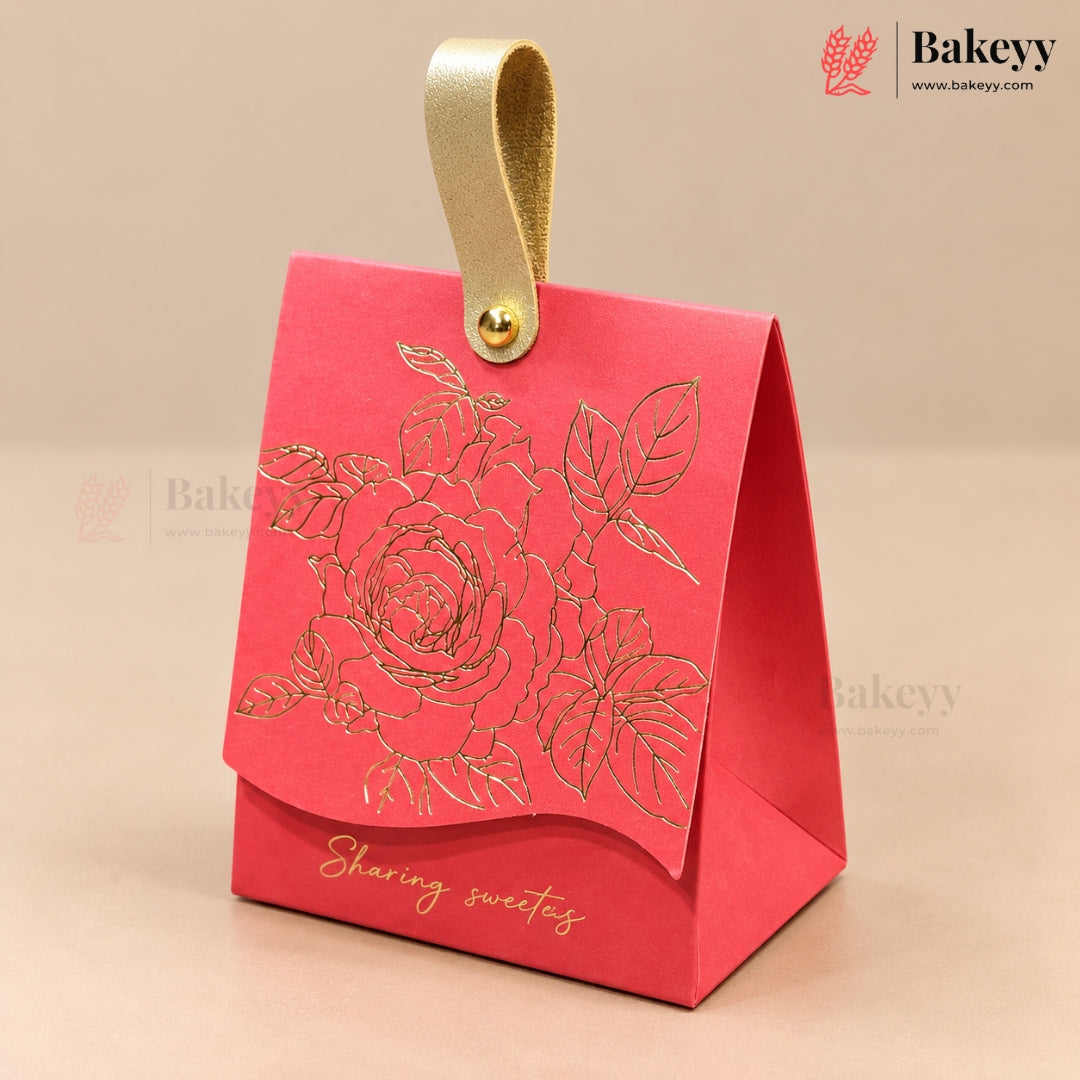 Embossed Premium Bow Gift Box with Leather Handle | 2 Designs | Pack of 10