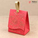 Embossed Premium Bow Gift Box with Leather Handle | 2 Designs | Pack of 10