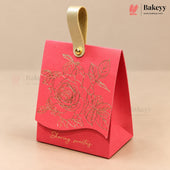 Embossed Premium Bow Gift Box with Leather Handle | 2 Designs | Pack of 10