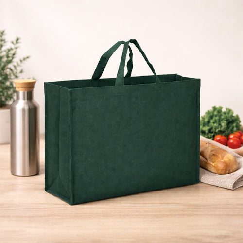 Green Non-Woven Fabric Carry Bag | Reusable Utility Shopping Bag | Pack of 50