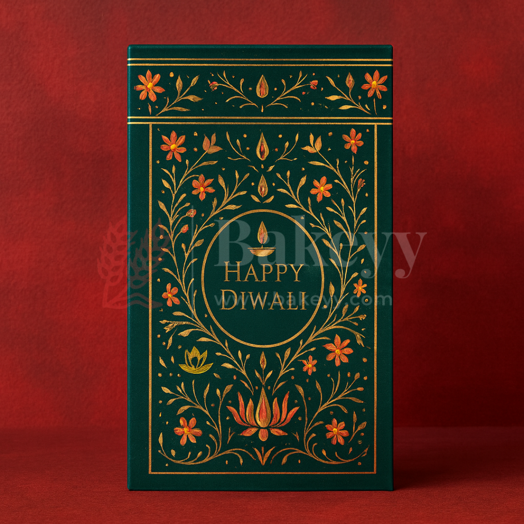 16.5x9x3 cm | Green Chocolate Bar Box – Happy Diwali Festive Design | Green | Pack of 10