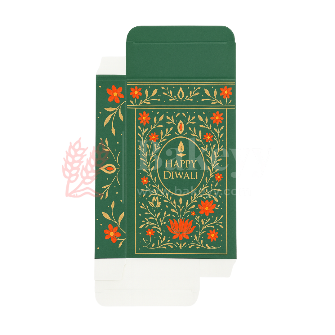 16.5x9x3 cm | Green Chocolate Bar Box – Happy Diwali Festive Design | Green | Pack of 10