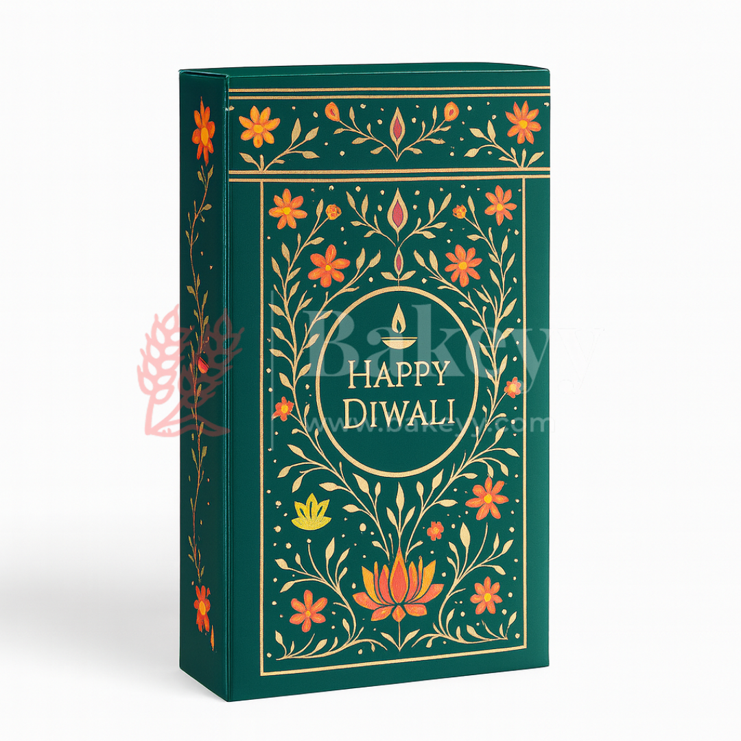 16.5x9x3 cm | Green Chocolate Bar Box – Happy Diwali Festive Design | Green | Pack of 10