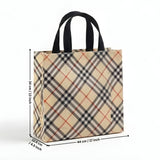 Premium Checkered Laminated Carry Bags | Beige & Tan Plaid 2 Design Design Option | 3 Size Options | Pack of 50