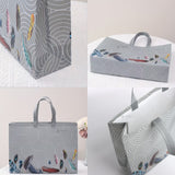 Grey Patterned Laminated Carry Bag with Feather Artwork | 3 Size Options | Pack of 50
