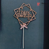 8.5 Inch | Metallic Rose Gold Happy Birthday Cake Topper with Ribbon | Metallic Rose Gold | 1 Piece