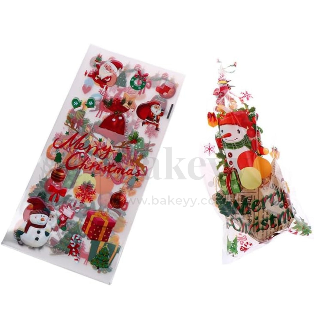 Christmas Cellophane Treat Bags with 50 Pieces Twisters | Random Designs-Pack of 50