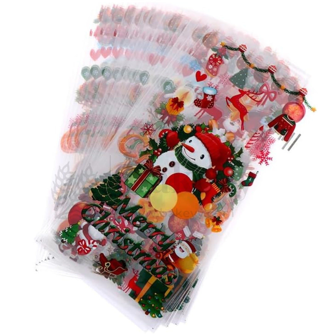 Christmas Cellophane Treat Bags with 50 Pieces Twisters | Random Designs-Pack of 50