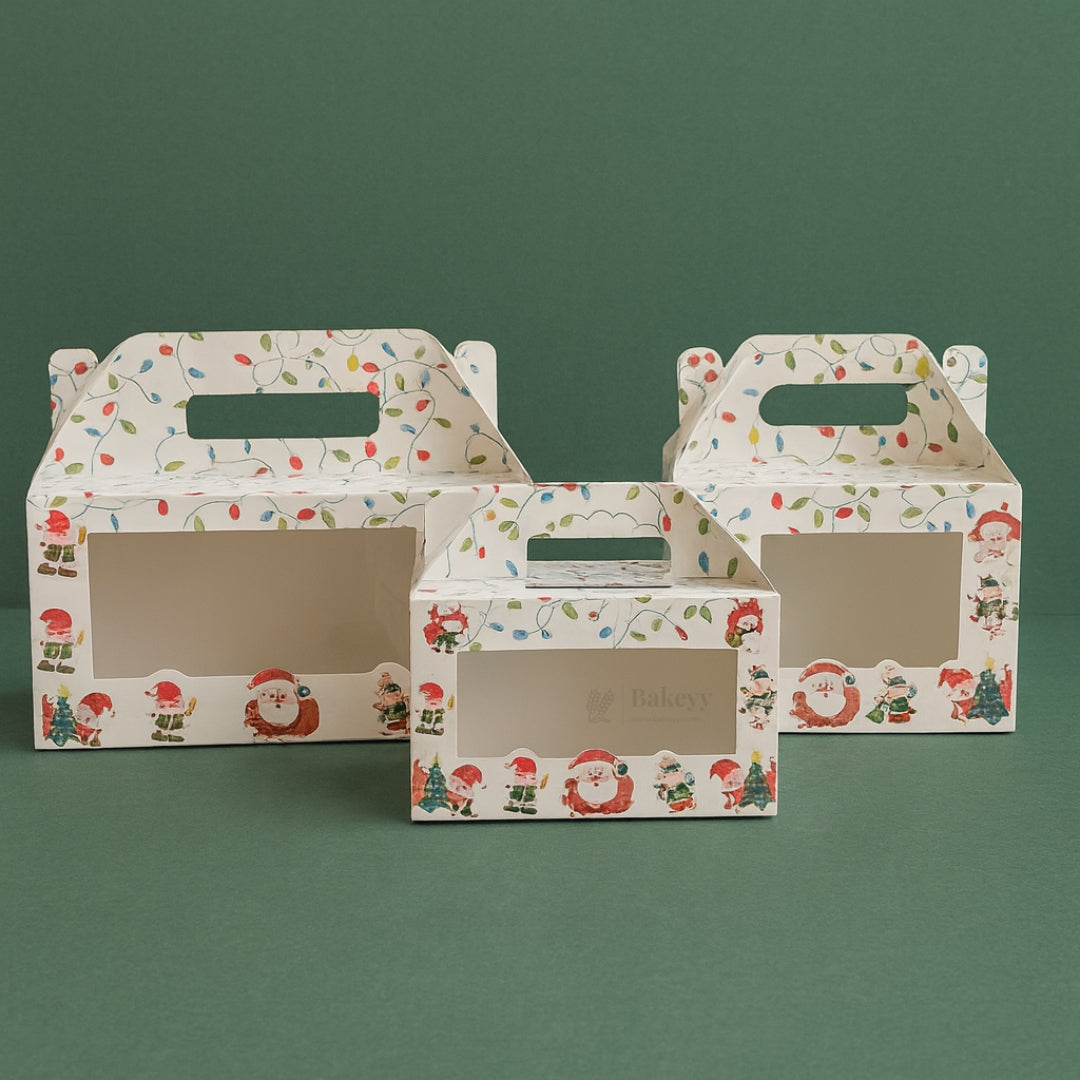 White Christmas Theme Hamper Gift Box | Premium Christmas Gift Packaging | Multi-Sizes | Pack of 25