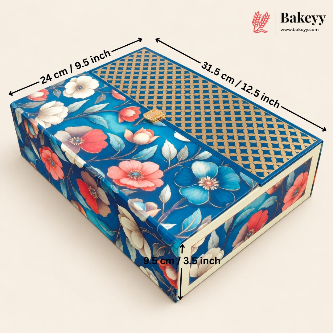 Embossed MDF Hamper Box with 2 Jars & 12-Golden Chocolate Cavity | 2 Designs | Pack of 1