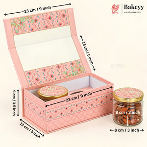 Embossed Rigid Hamper Box with 2 Glass Jars & Magnetic Closure | 2 Designs | Pack of 1