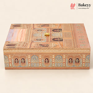 Embossed MDF Hamper Box with 2 Jars & 12-Golden Chocolate Cavity | 2 Designs | Pack of 1