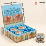 Royal Pichwai MDF Hamper Box with 4 Matka Jars | 2 Designs | Pack of 1