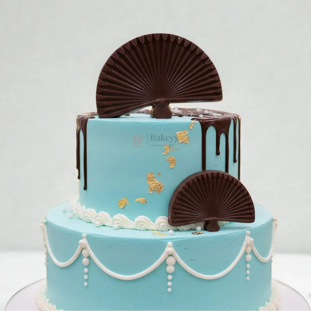 Hand fan Silicone Fondant Mold | Double Leaf Texture Press for Cake Decoration | Pack of 1 