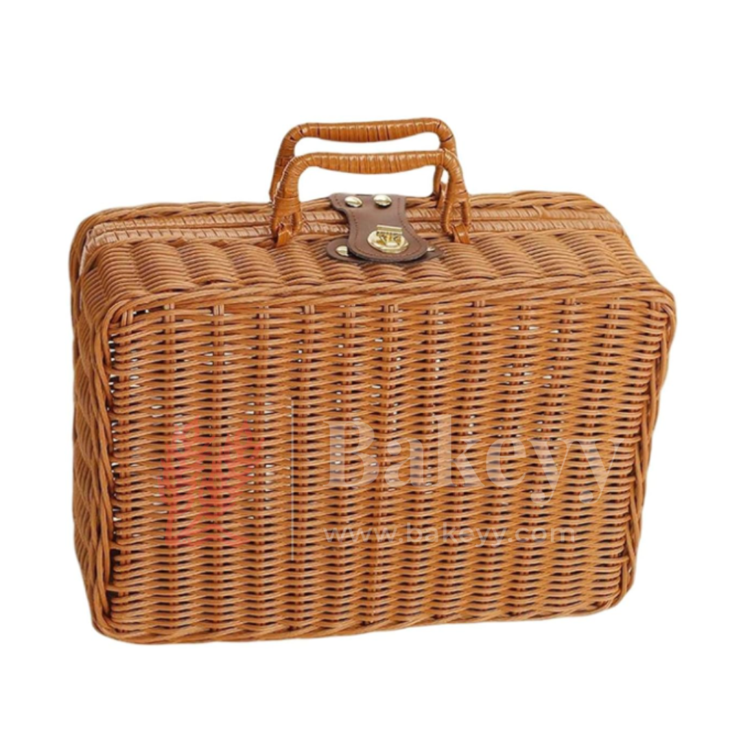 26x11x17 cm | Handcrafted Multipurpose Wicker Storage Basket with Handle | Pack of 1