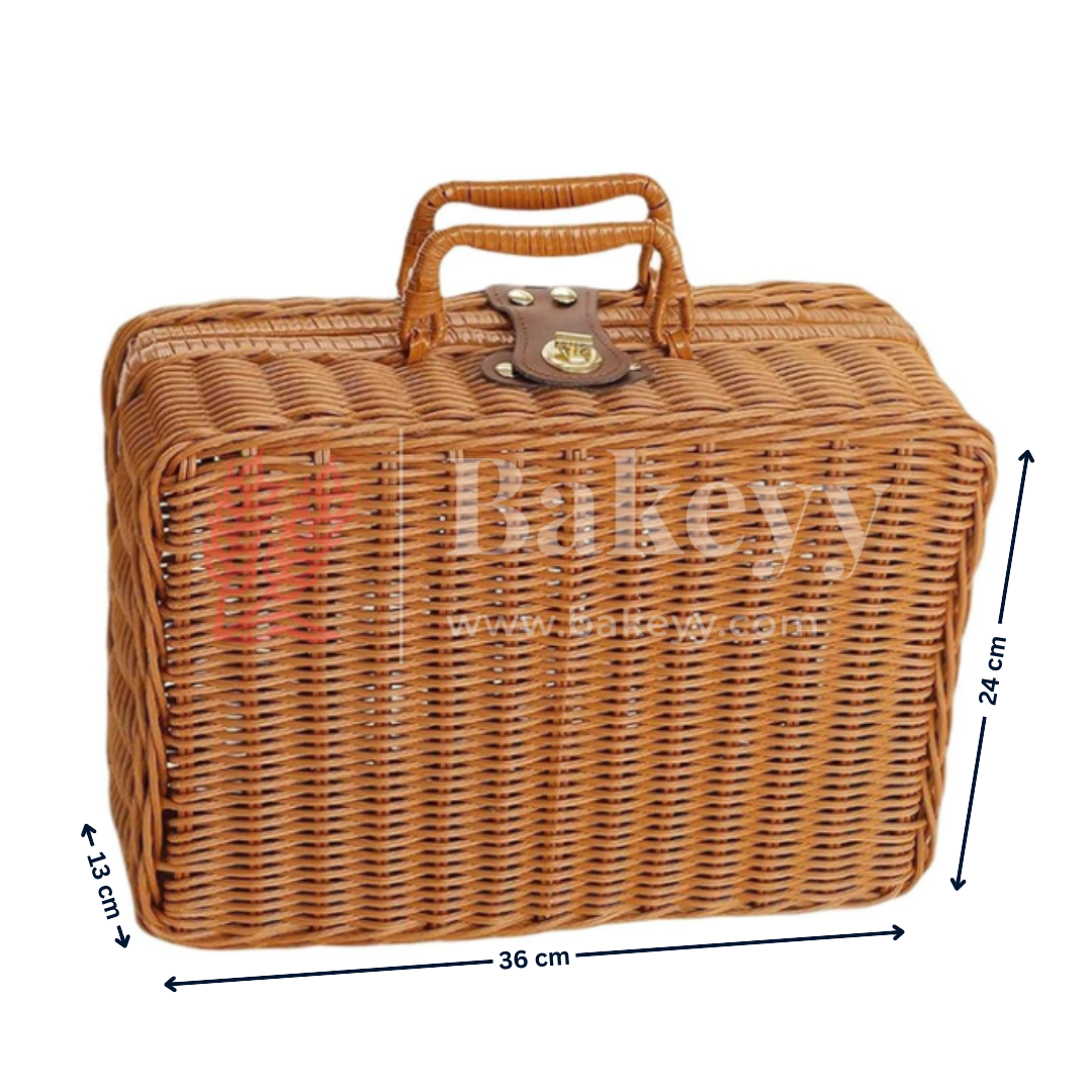 36x13x24 cm | Handcrafted Multipurpose Wicker Storage Basket with Handle | Pack of 1