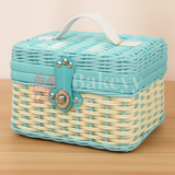 21x18x15 cm | Handmade Aqua Blue Wicker Storage Basket | 1 Piece