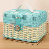21x18x15 cm | Handmade Aqua Blue Wicker Storage Basket | 1 Piece