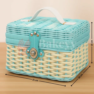 Handmade_Aqua_Blue_Wicker_Storage_Basket-img2 - Bakeyy.com